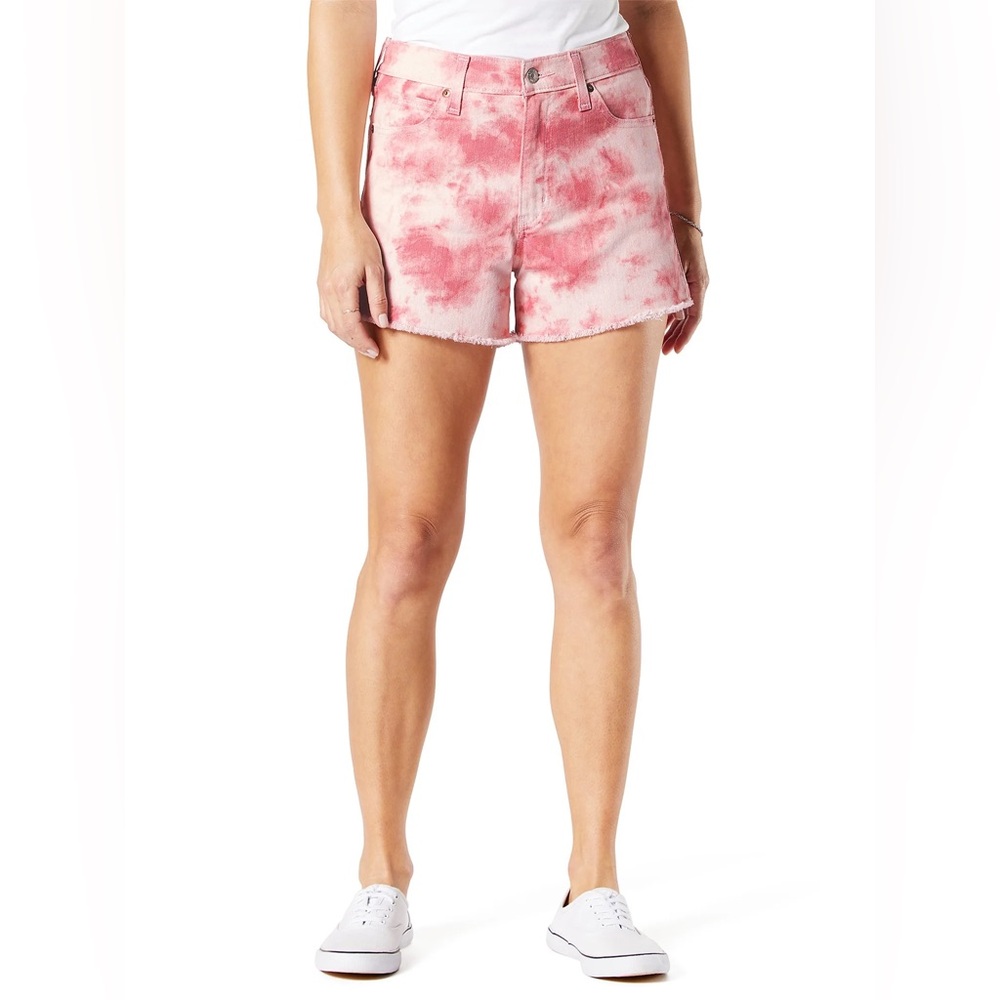 Levi’s pink tye dye heritage high rise raw denim shorts sz 12 | grunge festival - Picture 2 of 10